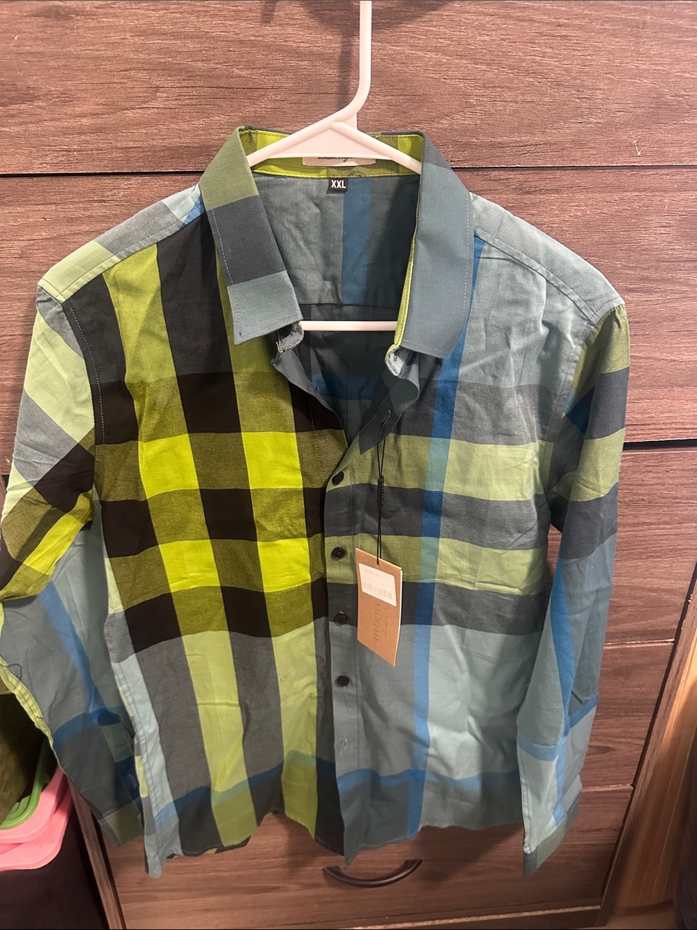 Men's Plaid Button-Down Shirt XS